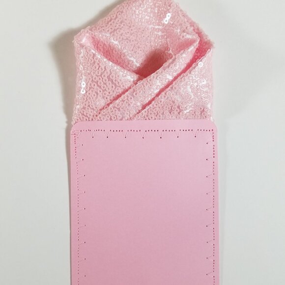 Men's Sequin Pre-Folded Pocket Square Insert - Light Pink - Picture 4 of 6